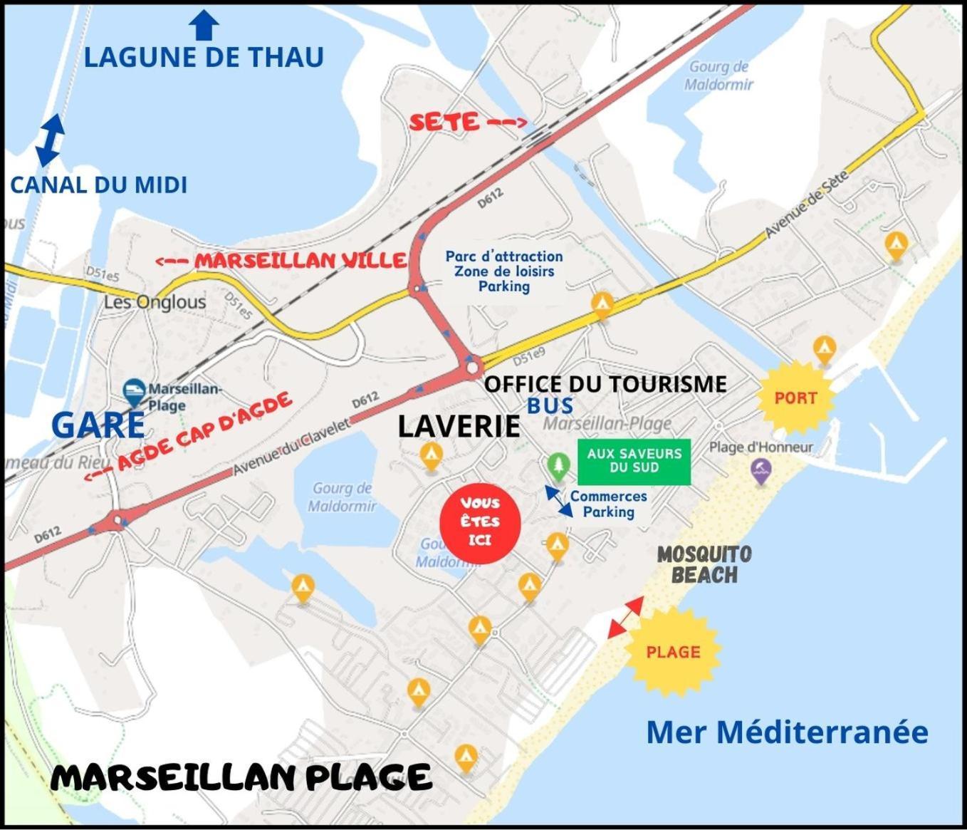 Residence Le Sunset Marseillan-Plage, Entre Mer Et Lagune De Thau, Etape Velo, Famille, Couple, Vrp, Toutou Admis, Jardin, Parking Prive Gratuit, Velos, Clim, Wifi Fibre Gratuite, Commodites, Plage Et Piste Cyclable A Proximite, 6 Couchages Nous Cont Zewnętrze zdjęcie